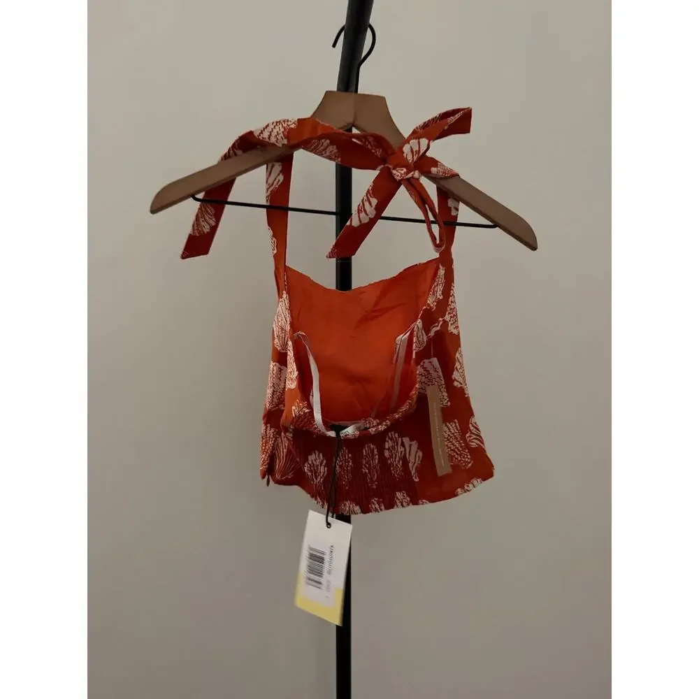 $169 New Kourt Dixie Sanibel sunset linen halter top blouse size 2